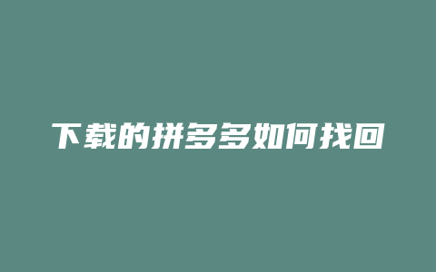 下载的拼多多如何找回