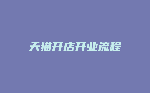 天猫开店开业流程