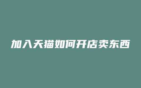 加入天猫如何开店卖东西