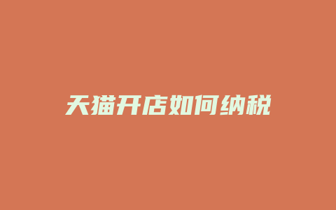 天猫开店如何纳税