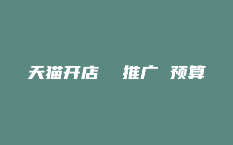 天猫开店 推广 预算