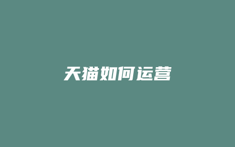 天猫如何运营