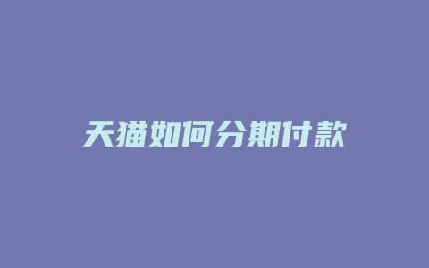 天猫如何分期付款