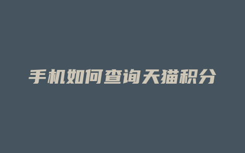手机如何查询天猫积分