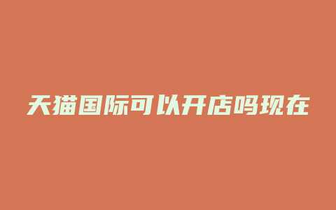 天猫国际可以开店吗现在