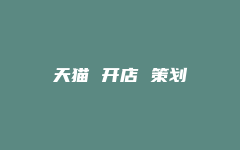 天猫 开店 策划