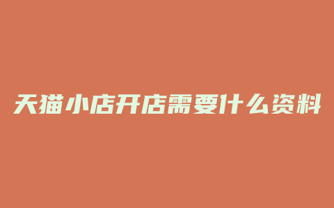 天猫小店开店需要什么资料