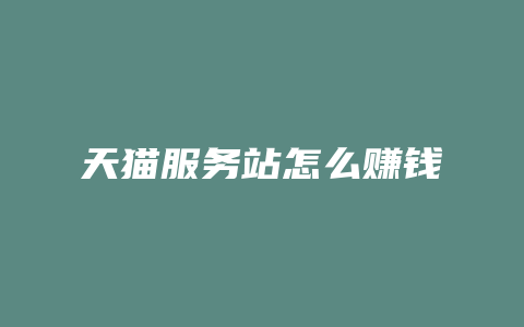 天猫服务站怎么赚钱