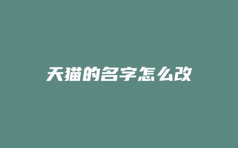天猫的名字怎么改