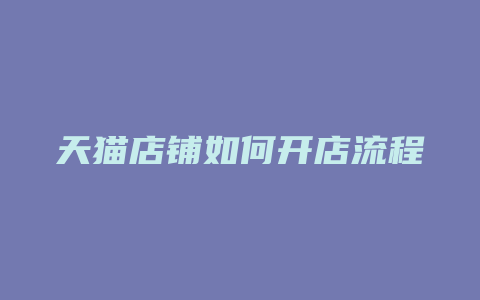 天猫店铺如何开店流程