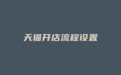 天猫开店流程设置