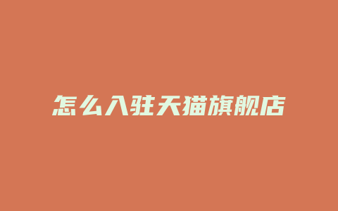 怎么入驻天猫旗舰店