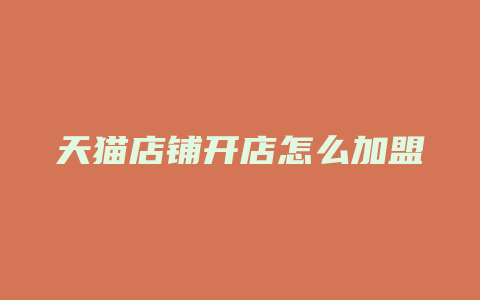 天猫店铺开店怎么加盟