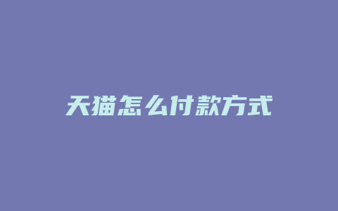 天猫怎么付款方式