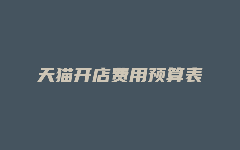 天猫开店费用预算表