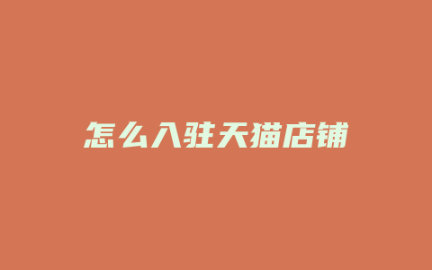 怎么入驻天猫店铺