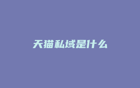 天猫私域是什么