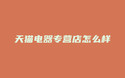 天猫电器专营店怎么样