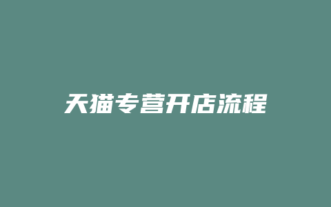 天猫专营开店流程