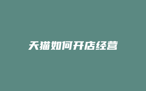 天猫如何开店经营