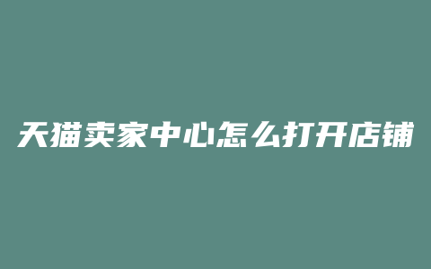 天猫卖家中心怎么打开店铺
