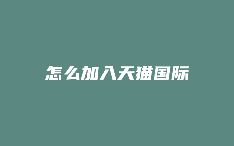 怎么加入天猫国际