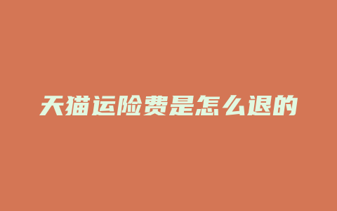 天猫运险费是怎么退的