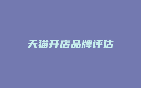 天猫开店品牌评估